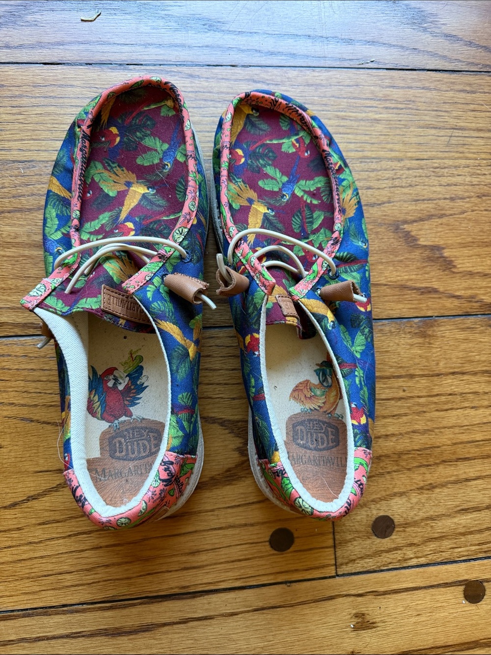 Hey Dude Men Tropical Floral Blue Red Moccasins